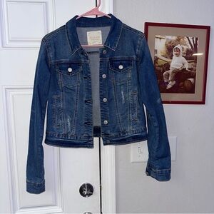 Altar’d State XS Denim Jacket Cropped Y2K Indie‎ “Good Night Good Luck”